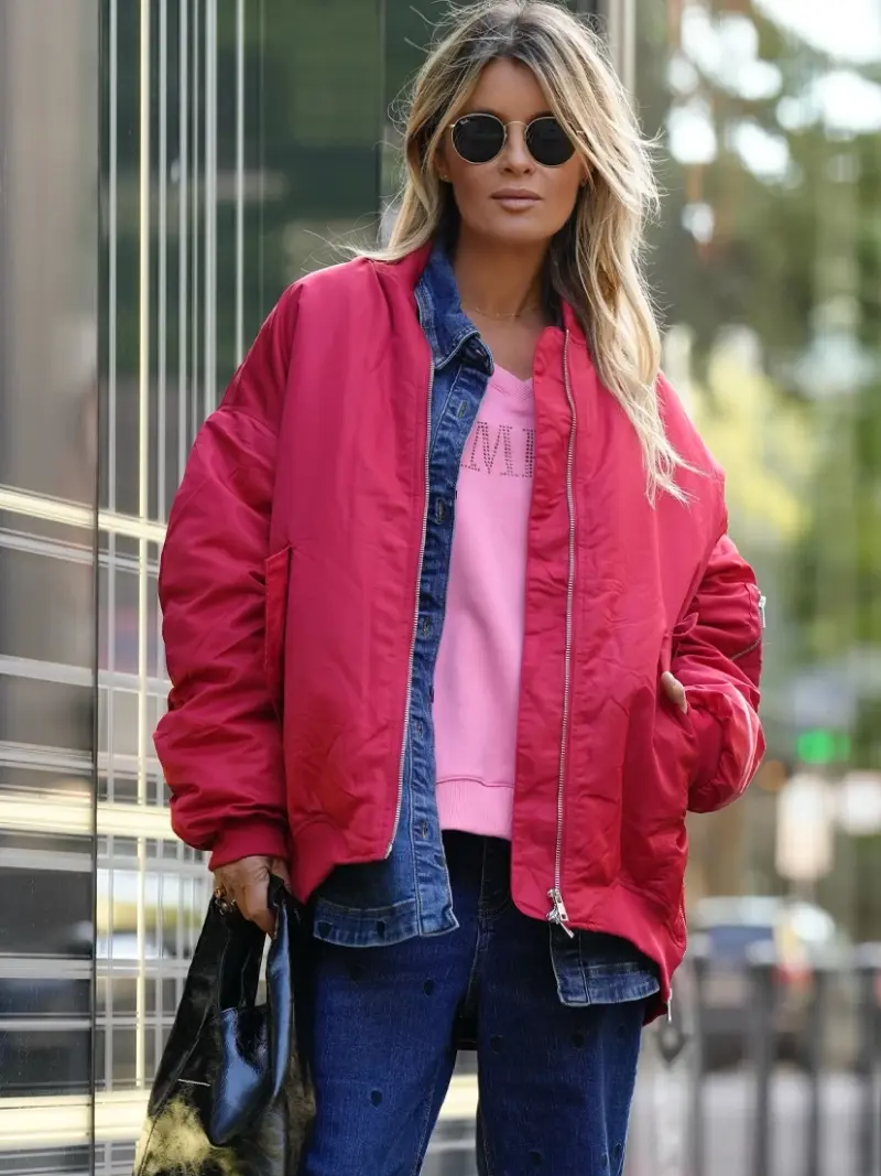 Oversize Bomberjacke wattiert - rot