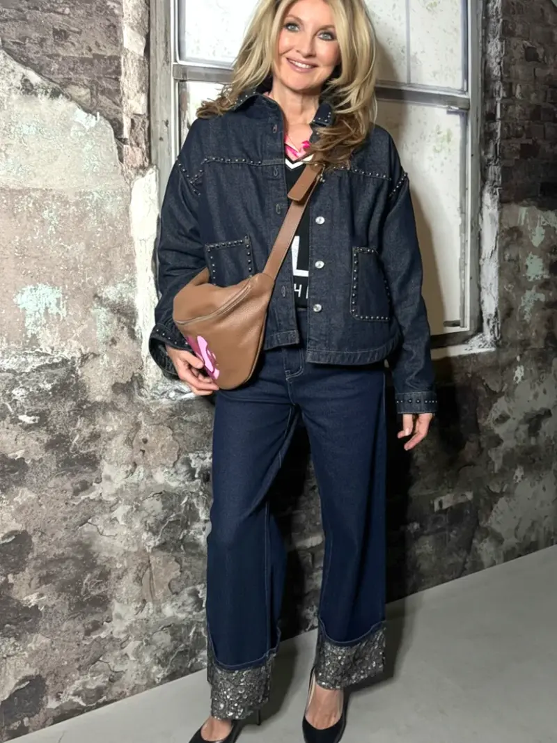 Jeans Straight Leo Strass