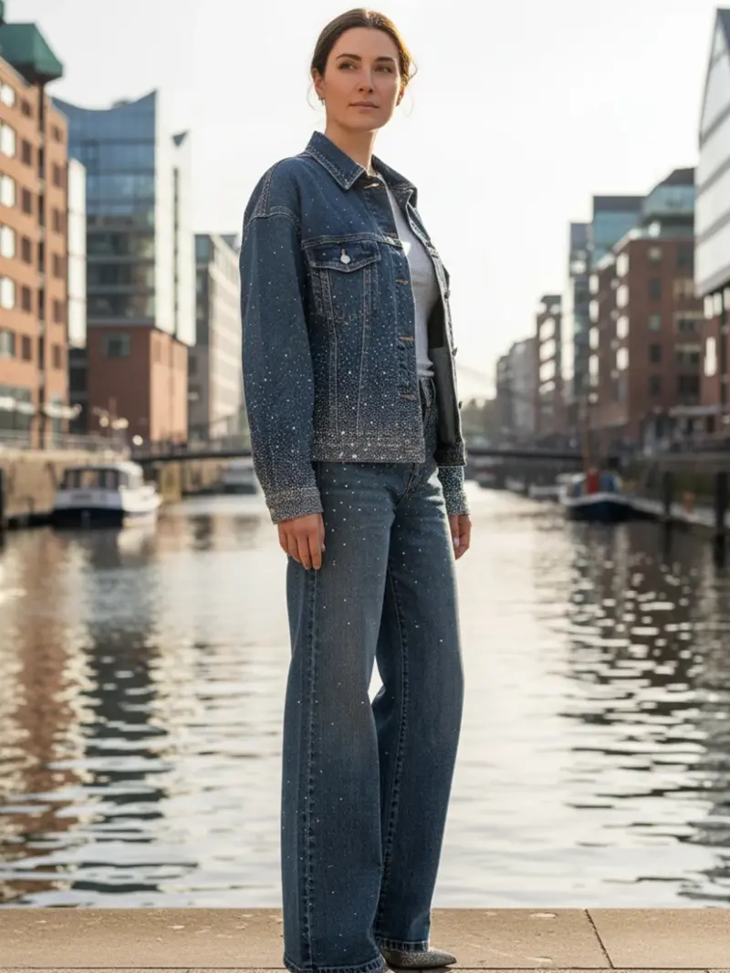 Jeans Straight Glitter - blue