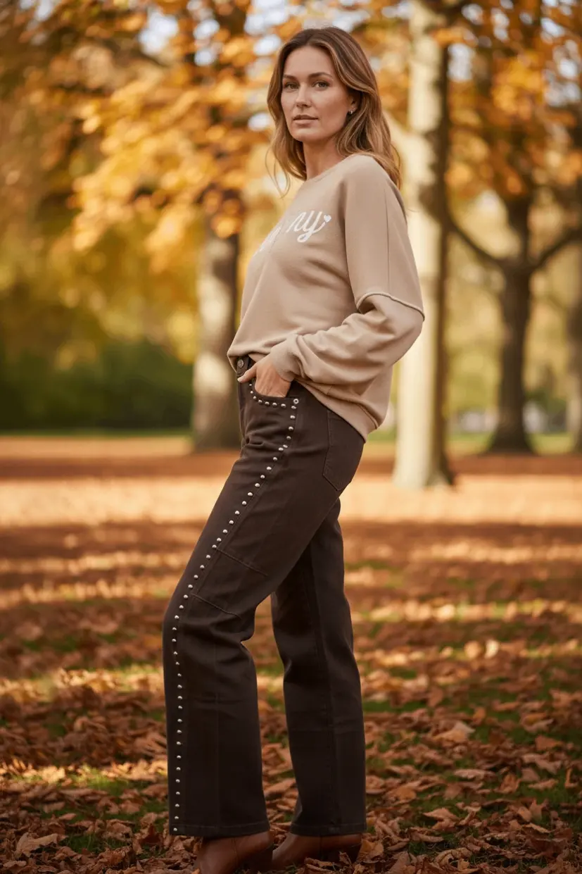 Ballon Jeans Studs – braun