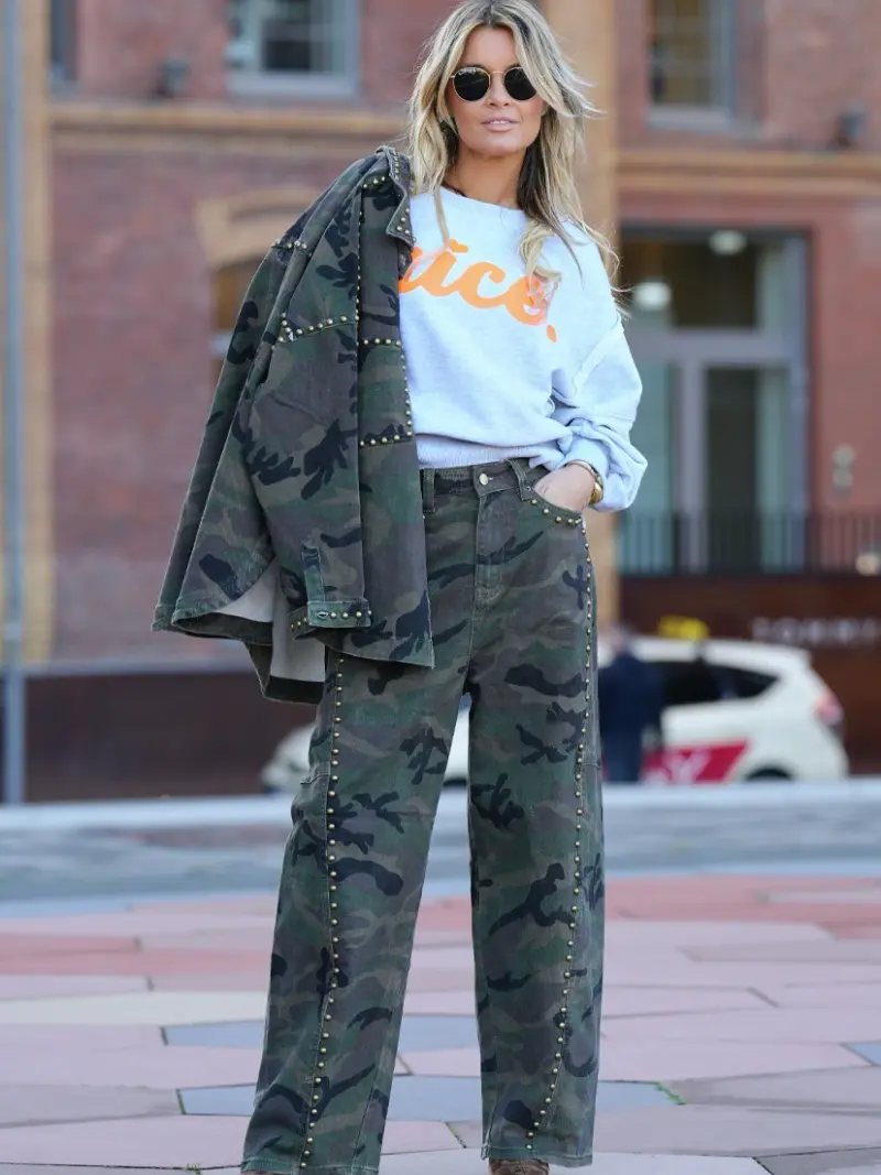 Ballon Jeans Camouflage Studs - green