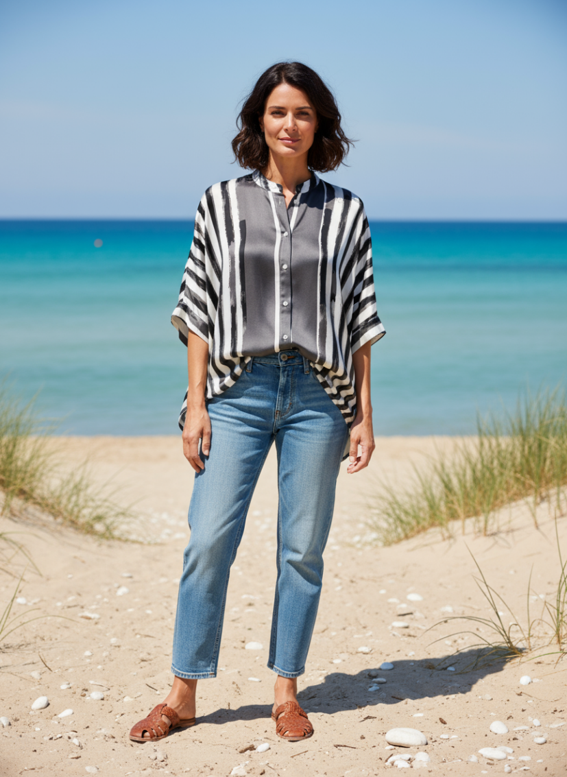 Blouse Wide Stripes – black